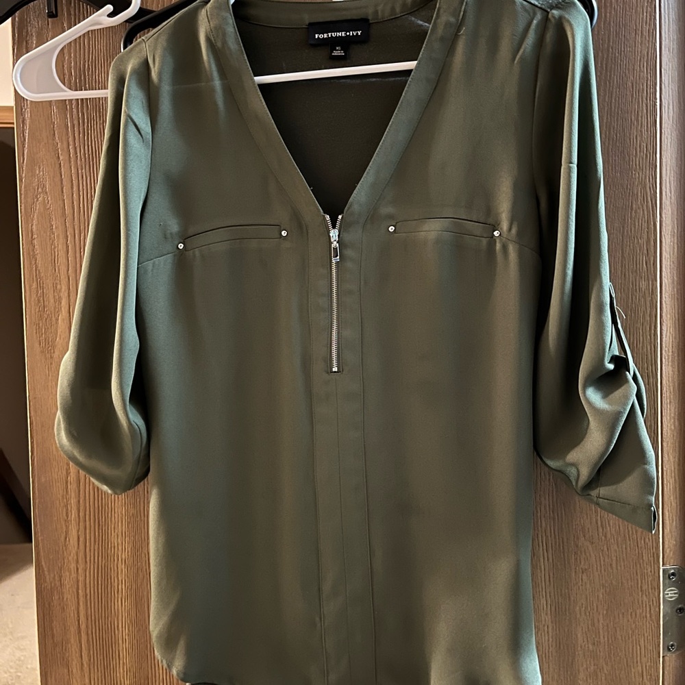 Green work shirt
